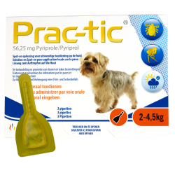 Prac-Tic Teken en vlooien druppels 2 tot 4,5 kg