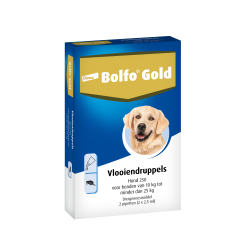 Bolfo Gold Vlooiendruppels Hond - 10 tot 25 kg - 250 mg 2 pipetten